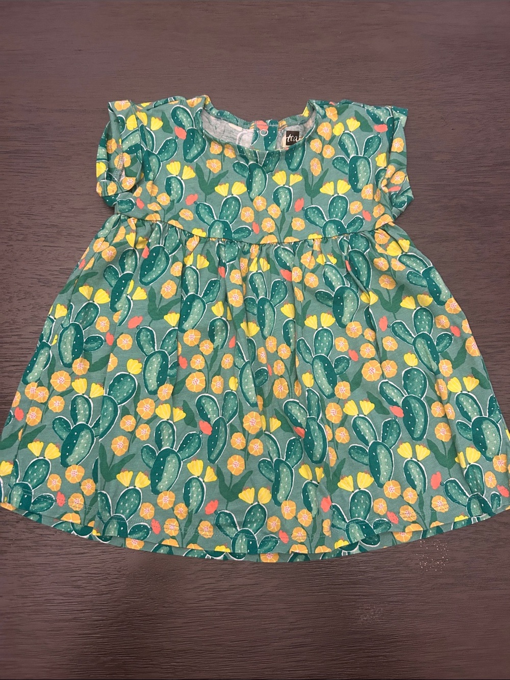 Tea Collection Green Cactus & Yellow Floral Dress